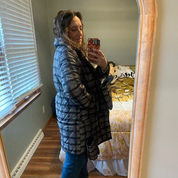 House of Sunny Plaid Puffer Coat - Picture 2 of 8